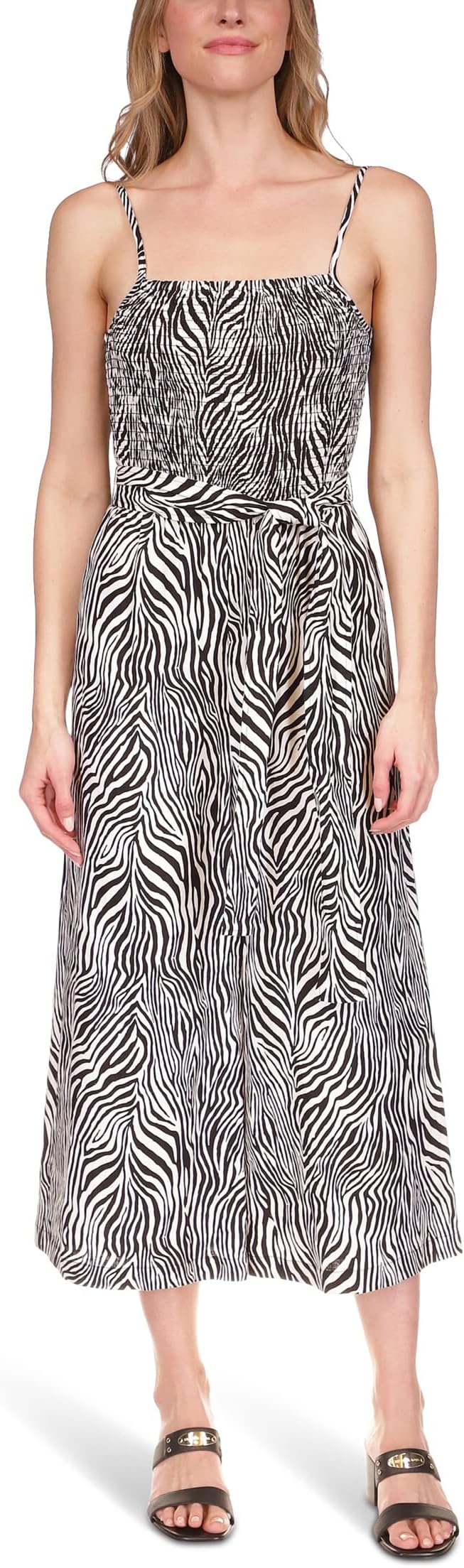 

Комбинезон Michael Kors Petite Zebra Smock Jumpsuit, черный