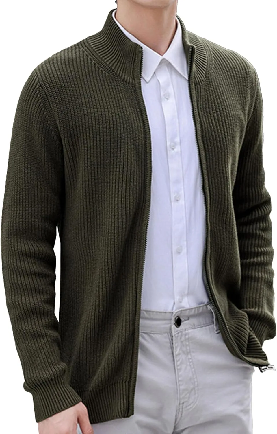 

Мужской кардиган с воротником стойкой slim fit SWJGLITTR