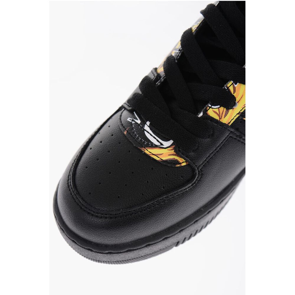 Кроссовки JEANS COUTURE из кожи MEYSSA с низким верхом и принтом Baroque M Versace, Black — фото 4