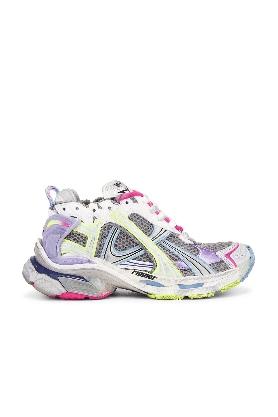 Кроссовки Runner с градиентом Balenciaga, серый/сиреневый/желтый/синий/белый