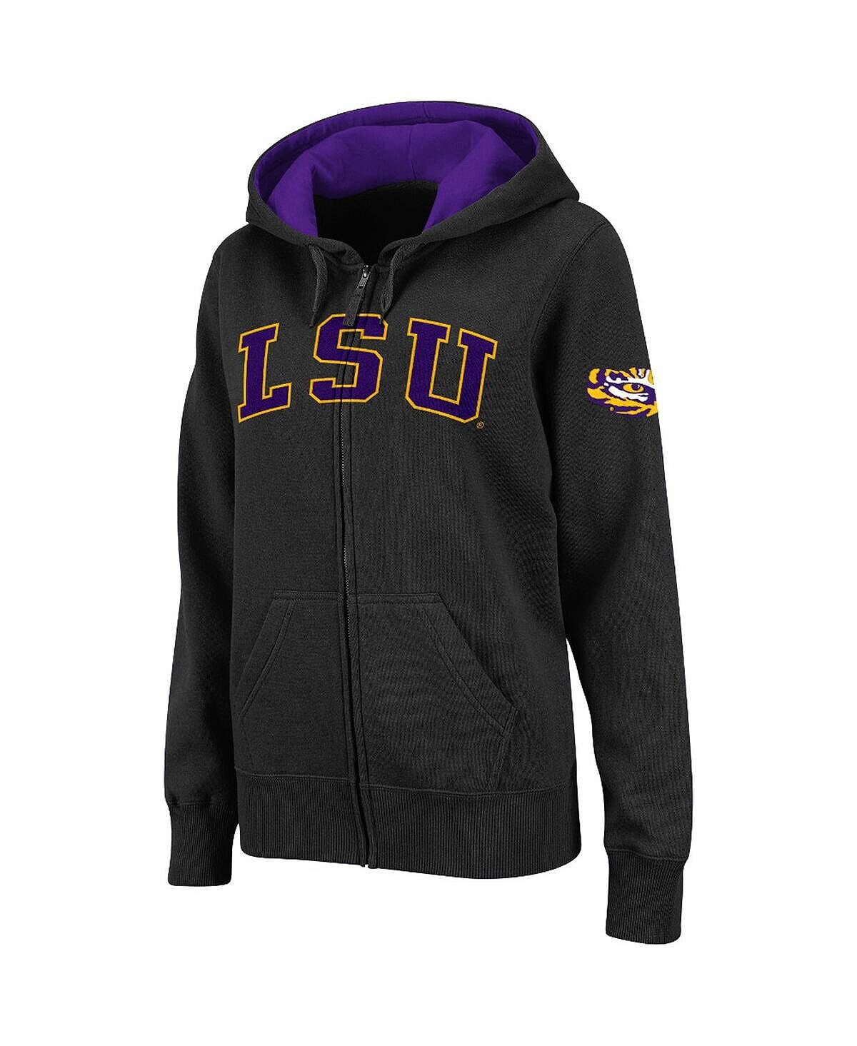 

Женская черная толстовка с молнией во всю длину и арочным названием LSU Tigers Colosseum, черный