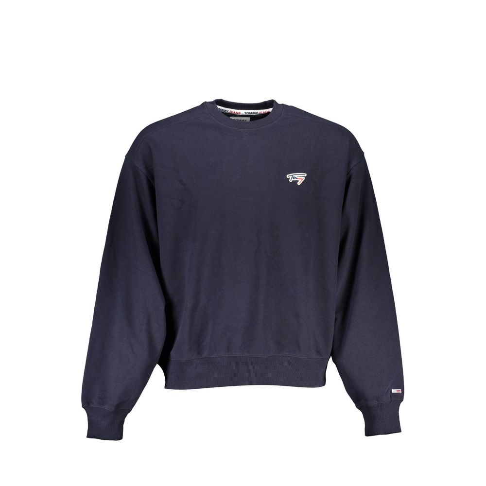 Шикарный синий свитер с круглым вырезом и логотипом Tommy Hilfiger