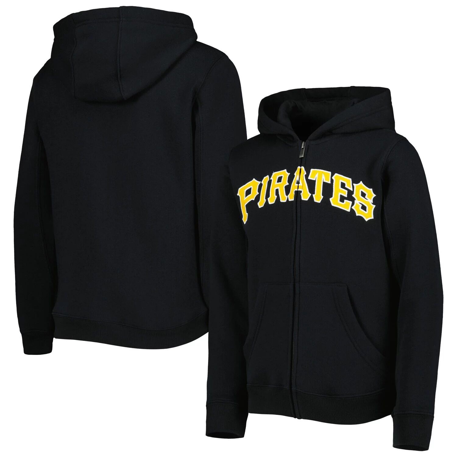 Молодежная флисовая толстовка с молнией во всю длину Pittsburgh Pirates Wordmark Outerstuff