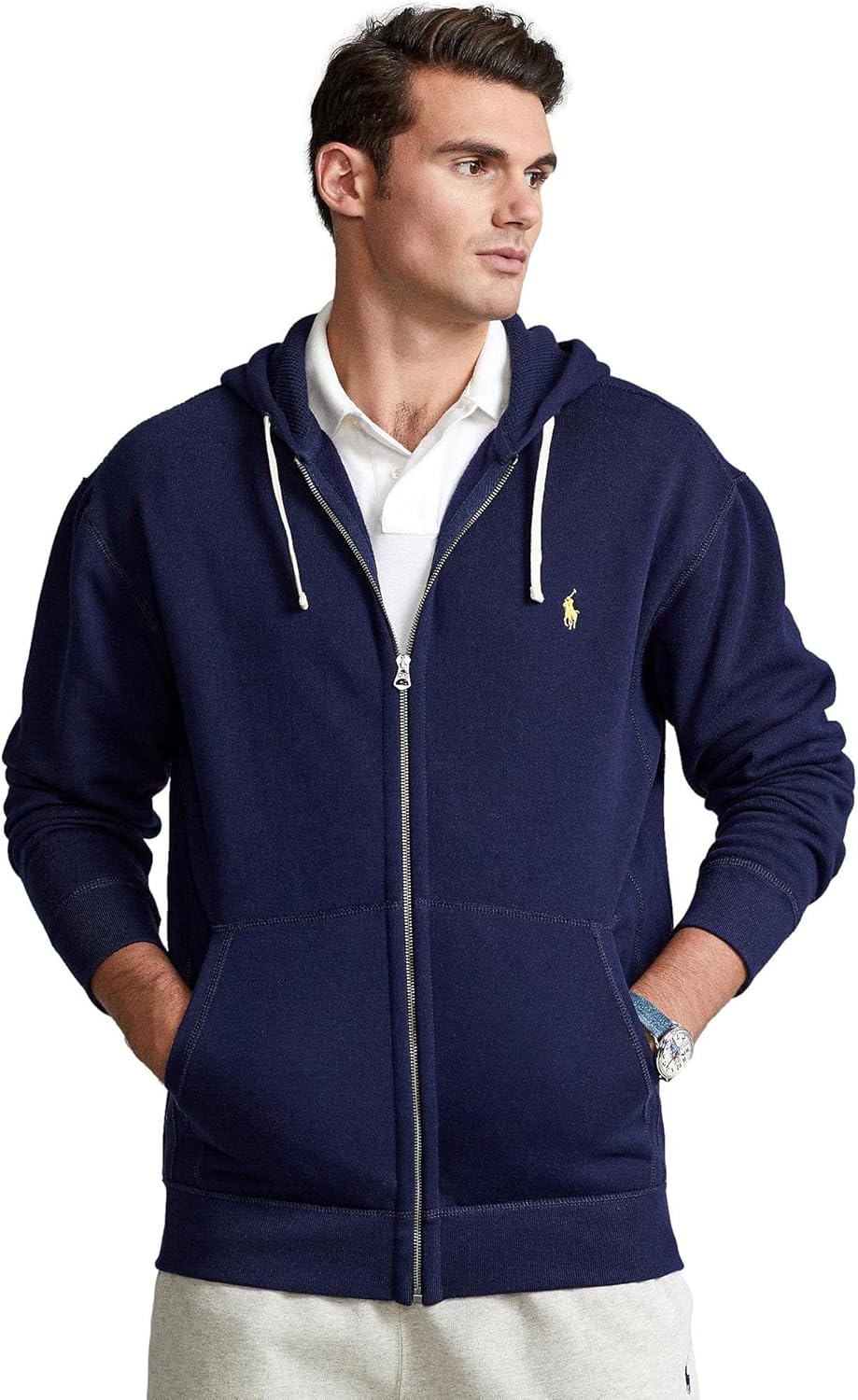 POLO RALPH LAUREN Big & Tall Big & Tall Классическая флисовая толстовка с молнией, Blue — фото 2