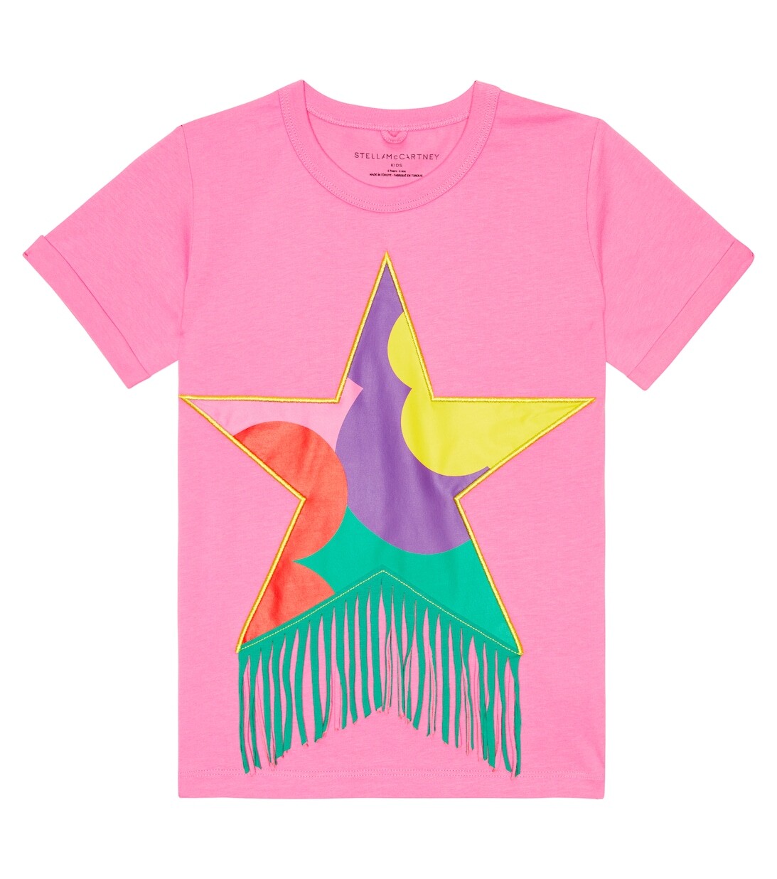 

Хлопковая футболка с бахромой Stella McCartney Kids, розовый