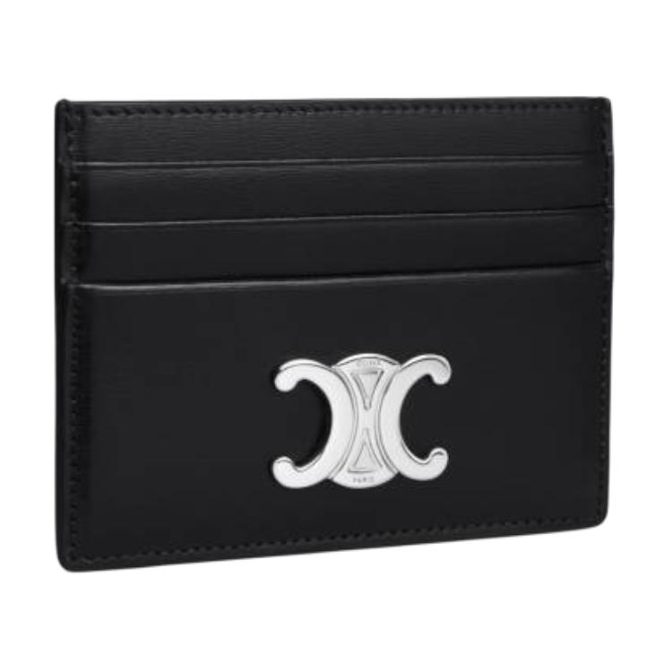 CELINE Триумф Женский бумажник из телячьей кожи Чёрный — фото 2