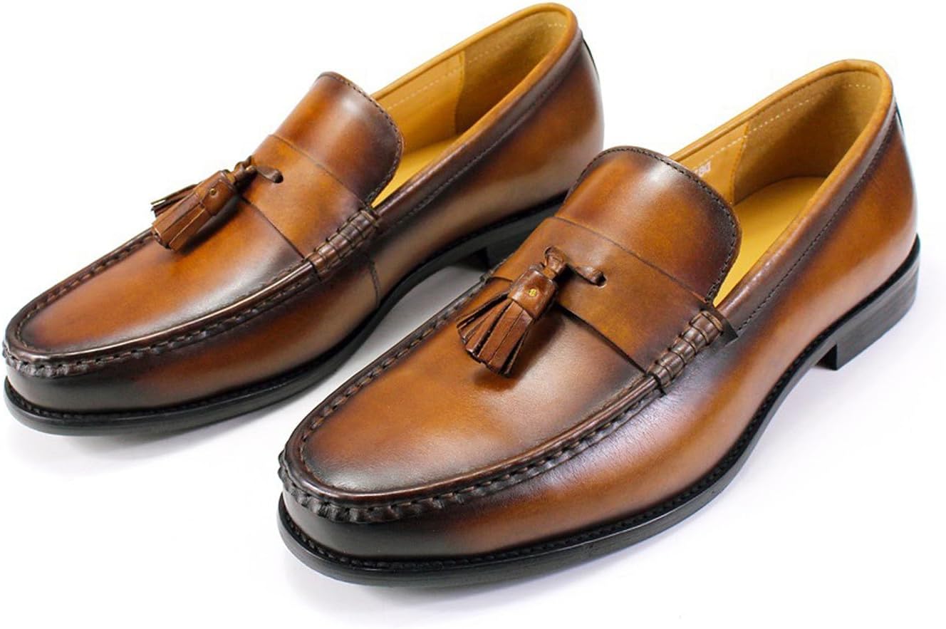 

Мужские лоферы с кисточками Santimon - классические туфли из натуральной кожи, удобные слипоны для бизнеса, официального стиля, повседневной носки, свадеб и работы в офисе, коричневый