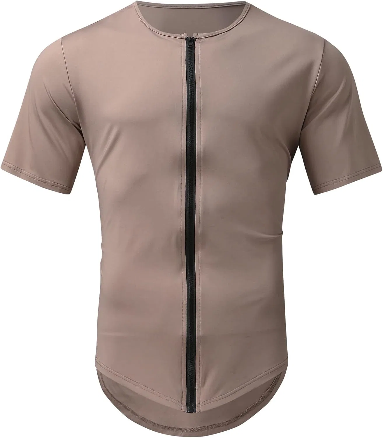Футболка для тренировок Dry Fit Slim Fit на молнии, Khaki — фото 3