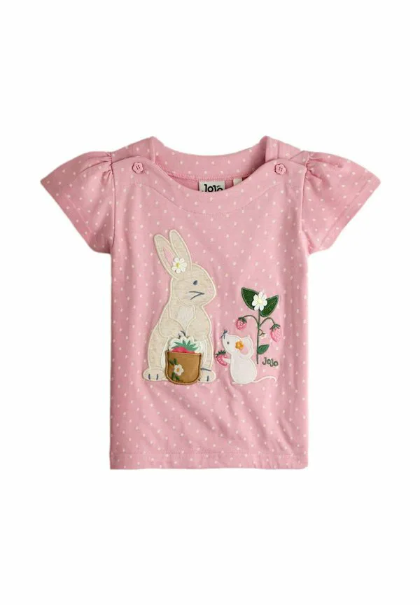 Футболка стандартного кроя с аппликацией в виде кролика и мышки. Jojo Maman Bébé, Light Pink