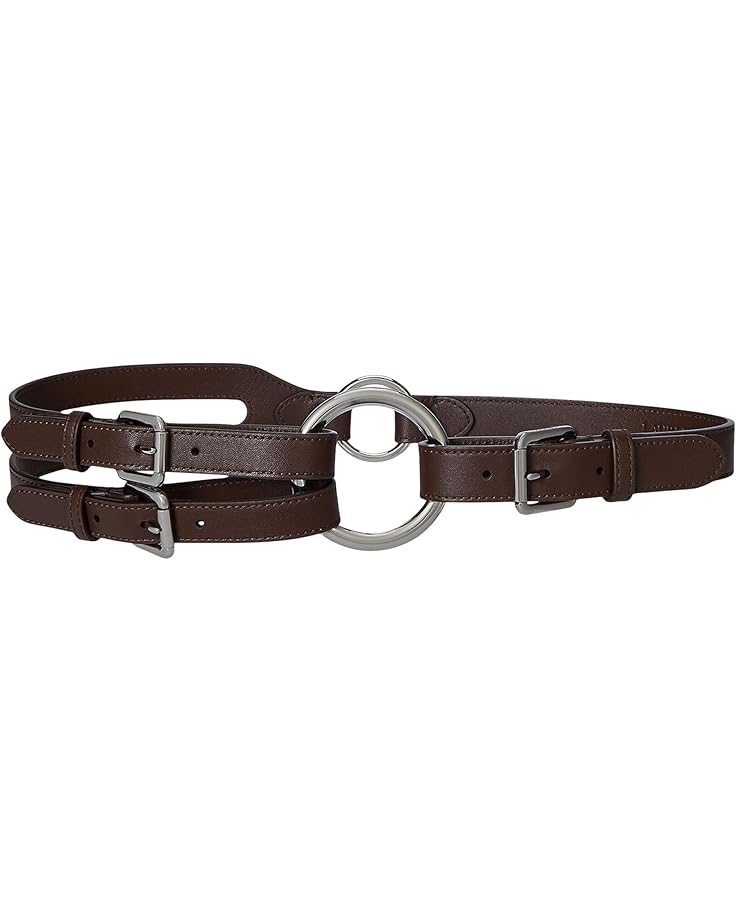 

Ремень Lauren Ralph Lauren Smooth Leather Ring Triple Stripe Belt, цвет Dark Hickory/Palladium