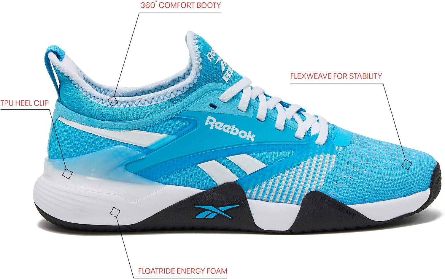 Мужские спортивные кроссовки Reebok Nano Court для пикубола, белый/черный — фото 2
