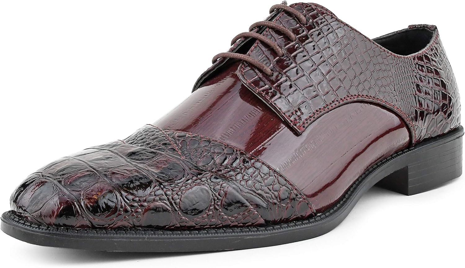 

Туфли-оксфорды с мыском для мужчин, мужские классические туфли с принтом под крокодиловую кожу, оксфорды с крокодиловой кожей Bolano, бордовый