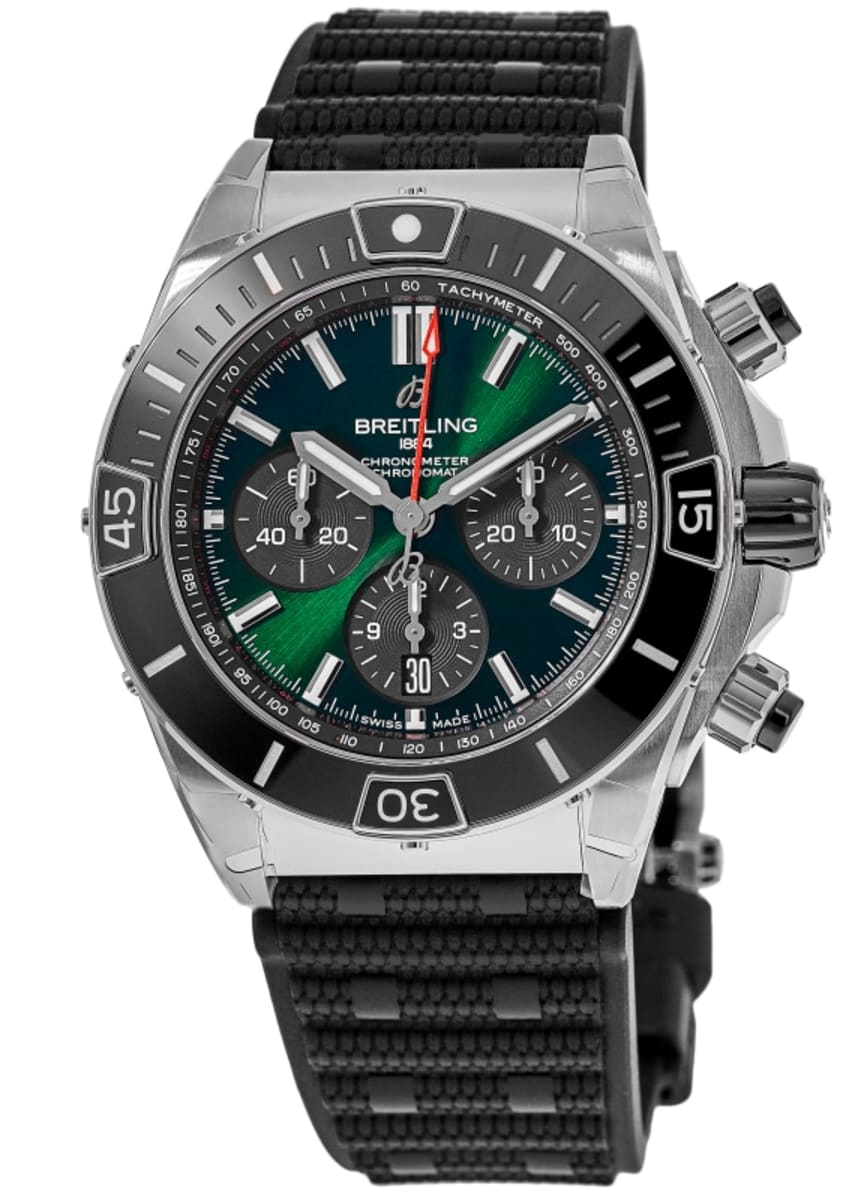 

Breitling Super Chronomat B01 44 зеленый циферблат каучуковый ремешок мужские часы AB0136251L1S1