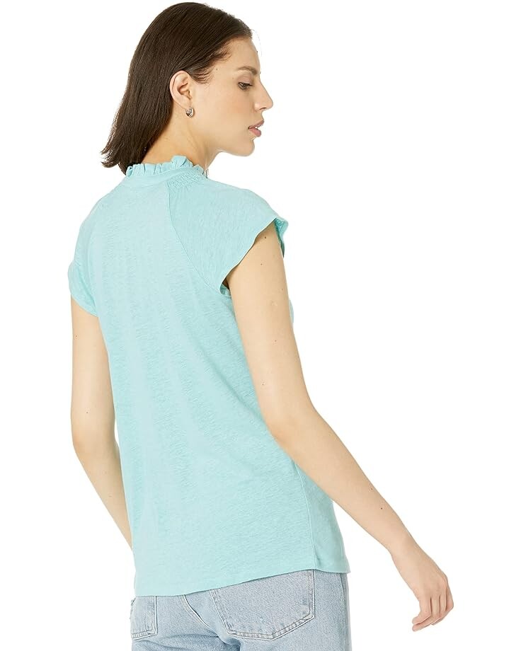 

Футболка NIC+ZOE Short Sleeve Ruffle V Tee, цвет Aquarius