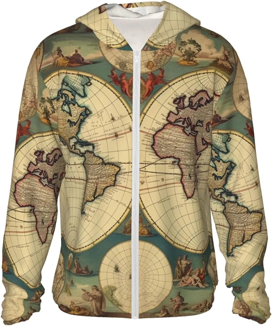 

Легкая куртка с UPF 50+ и капюшоном, World Map Retro LHBWCVN