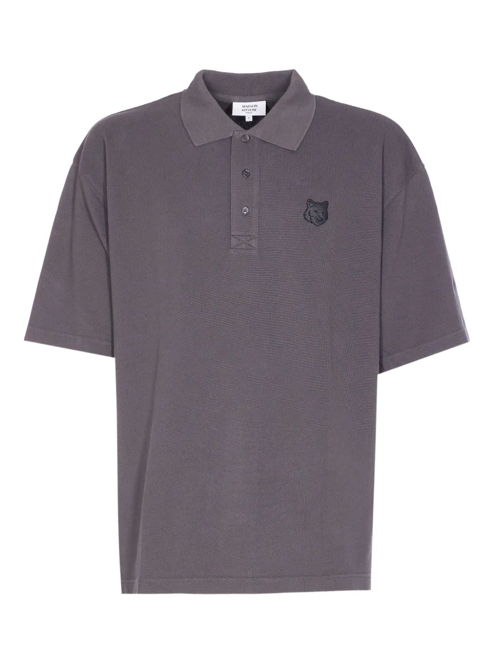 

Поло с нашивкой в виде головы лисы Maison Kitsuné, серый