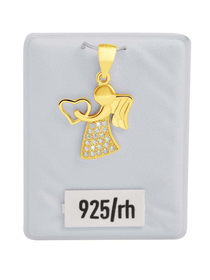 

Adeliás Женский кулон - кулон в виде ангельского сердца из серебра 925 пробы с фианитами в золоте