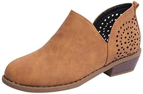 

Женские ботинки Hbeylia Винтажная мода, V-образный вырез, заостренный носок, массивные средние каблуки, короткие ботильоны с вырезами в стиле ретро, бохо пляжные свадебные и вечерние ботинки для женщин, коричневый