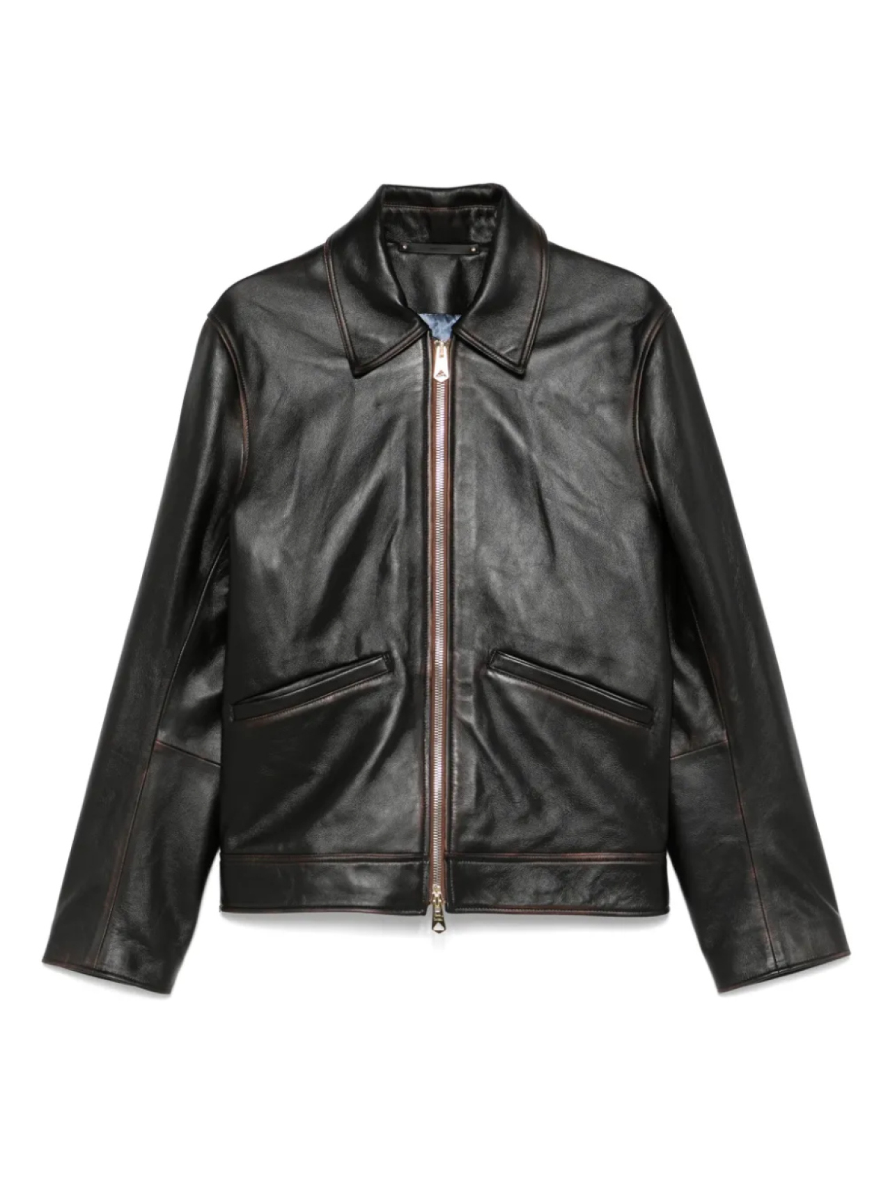 

Кожаная куртка на молнии Paul Smith, черный