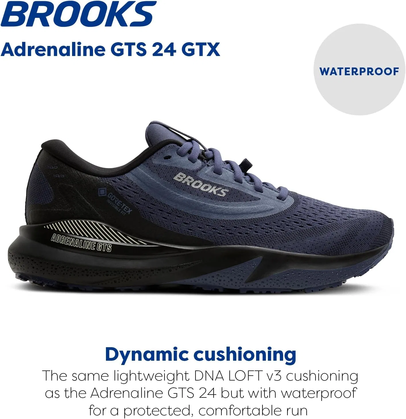 Мужские кроссовки Brooks Adrenaline GTs 24 GTX, Black Nightshadow Coconut — фото 2