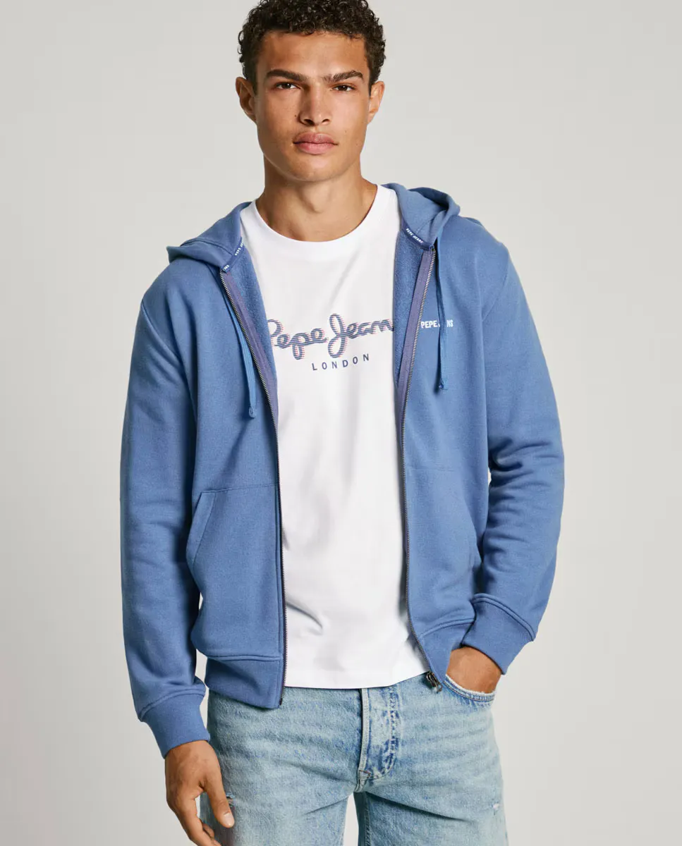 

Мужская толстовка с капюшоном и застежкой-молнией Pepe Jeans, синий