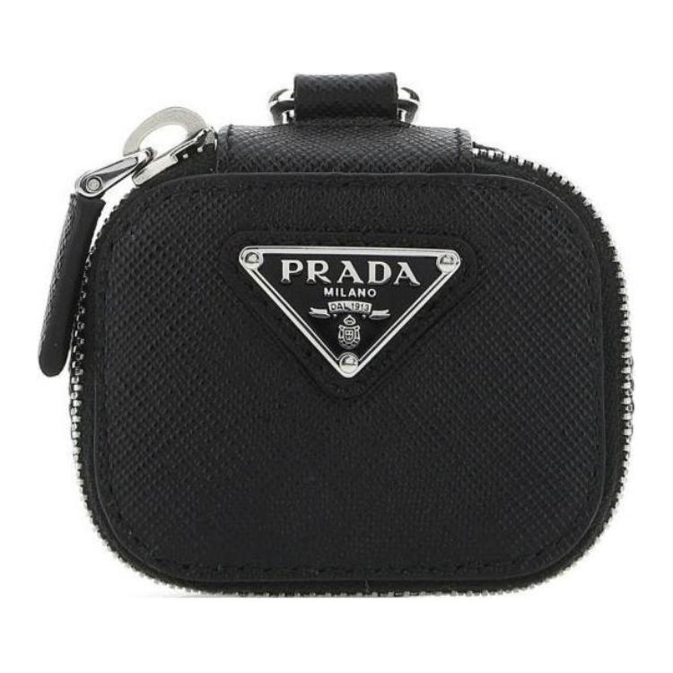 

PRADA Чехол для Air Pods из кожи с поперечным зерном, наплечная сумка, повседневная женская сумка-кроссбоди черного цвета