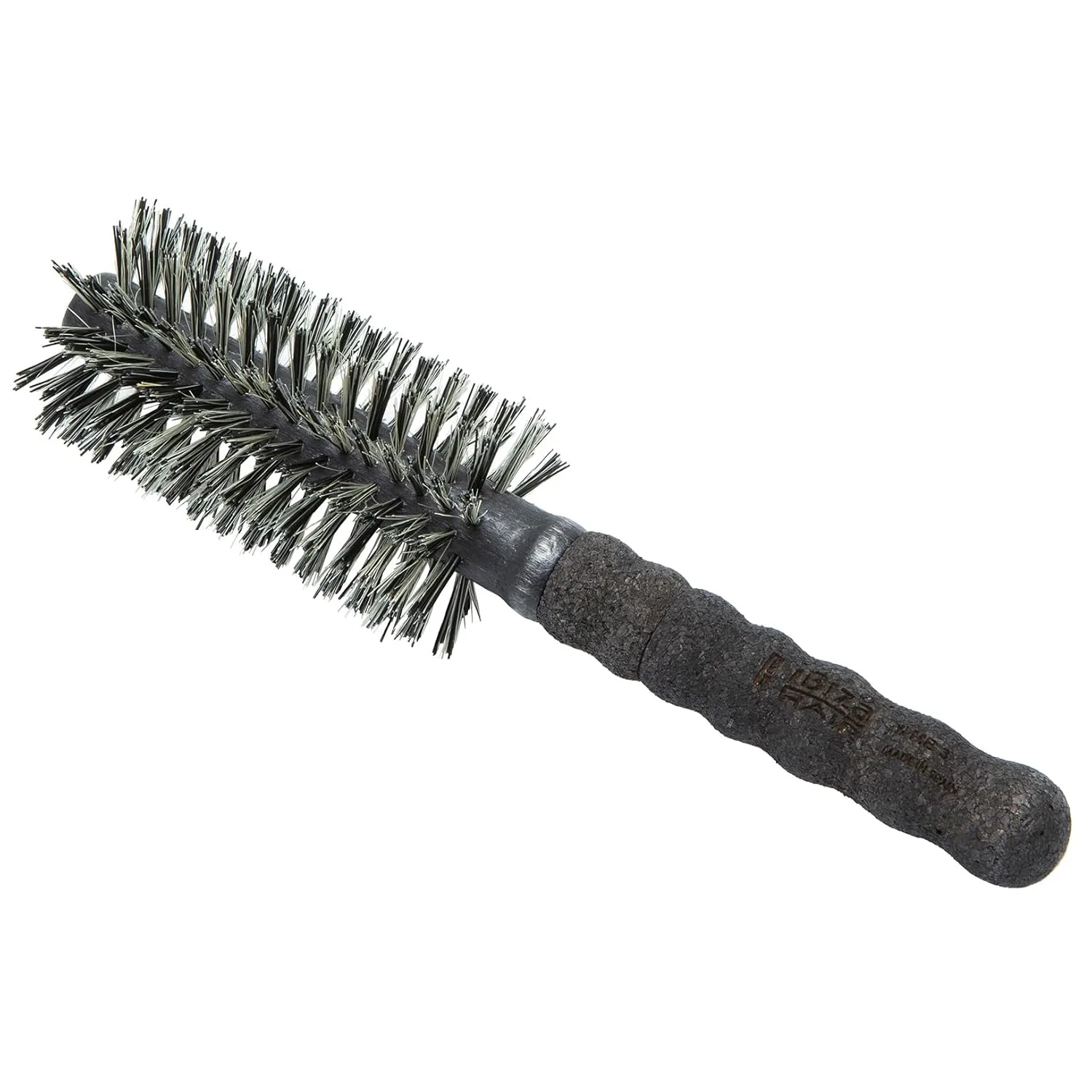 Круглая щетка Ibiza Hair из щетины кабана (серия MB) с усиленной щетиной из кабана и нейлона и пробковой ручкой для больших прядей, тугих локонов или мягких волн, добавляет текстуру и блеск для всех типов волос MB3, 55 мм, black