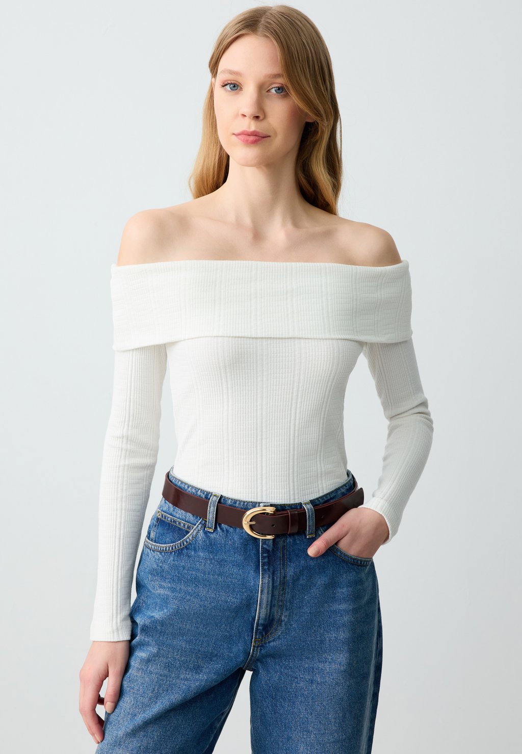 

Джемпер SLIM FIT LONG SLEEVE BARDOT NECK Jimmy Key, белый