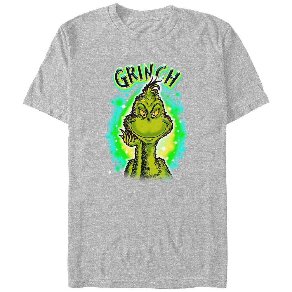 

Футболка с графическим фоном Big & Tall Dr. Seuss Grinch с аэрографом Licensed Character, цвет Athletic Heather