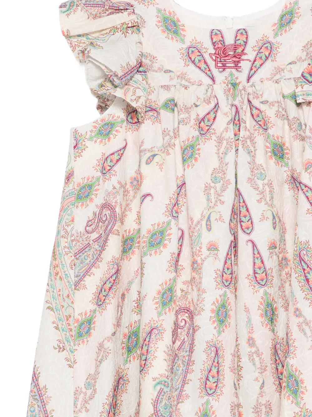 Платье с оборками и узором «пейсли» ETRO KIDS, бежевый — фото 3
