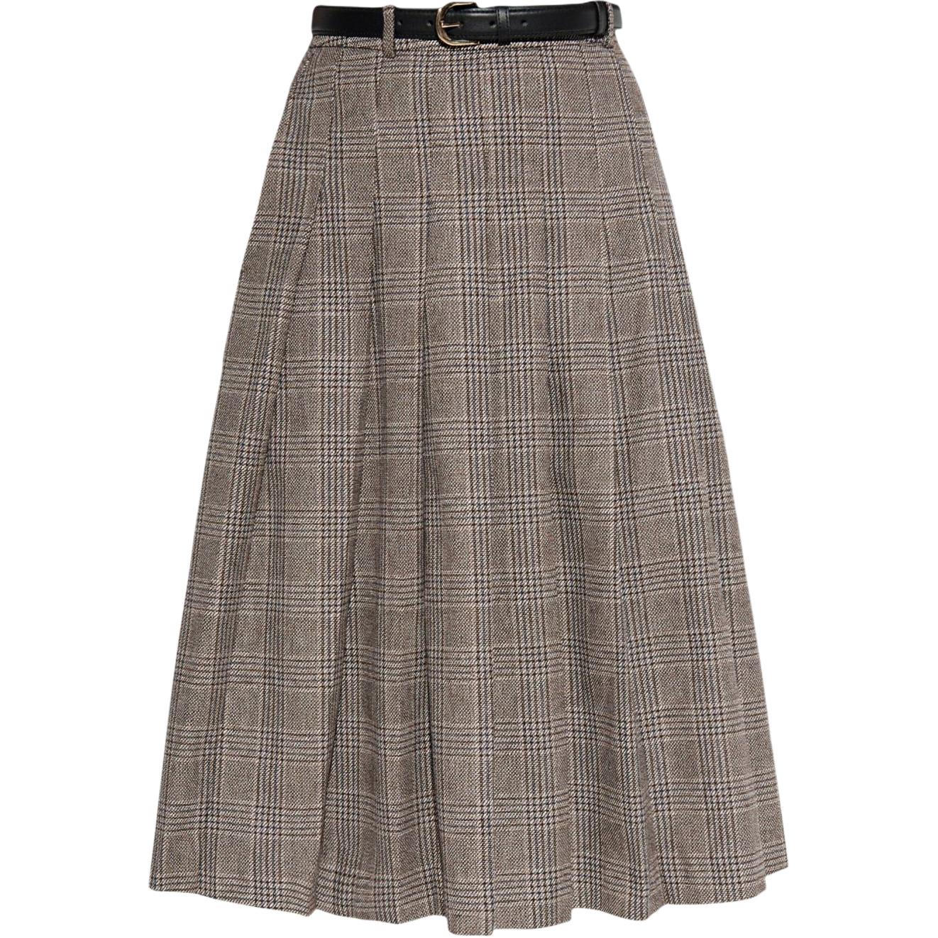

Автопортрет плиссированная клетчатая юбка Self-portrait, коричневый