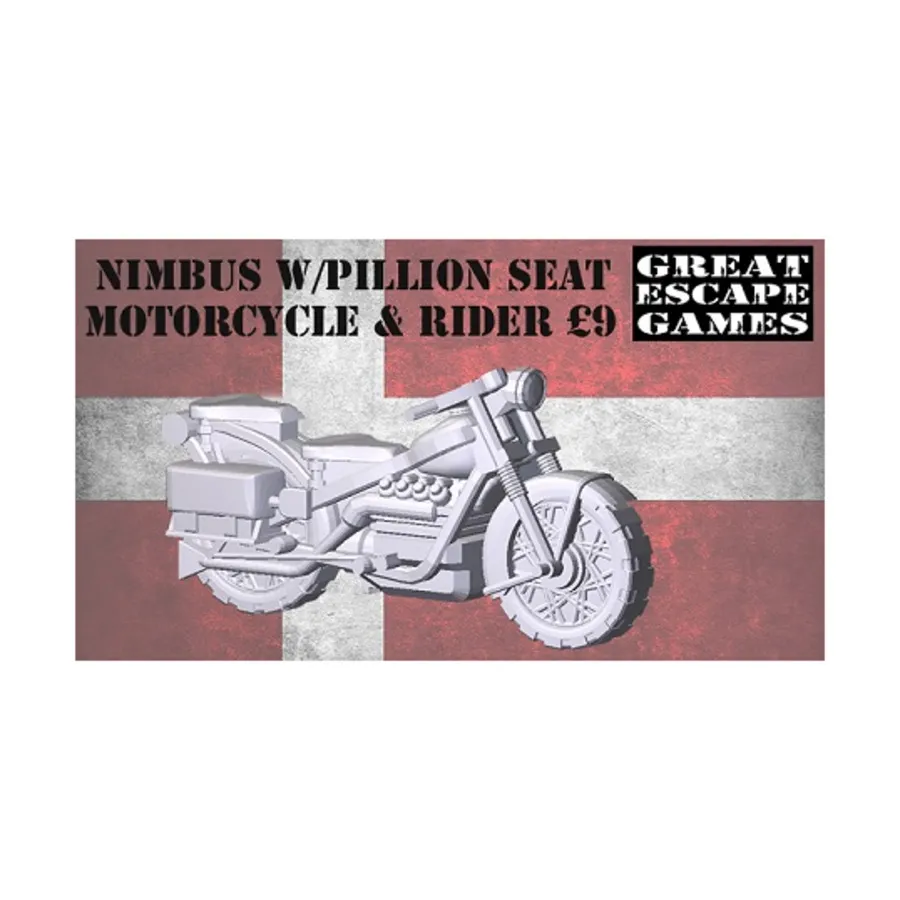 

Датский мотоцикл Nimbus с сиденьем на заднем сиденье и водителем, Iron Cross Miniatures - Danish (28mm)