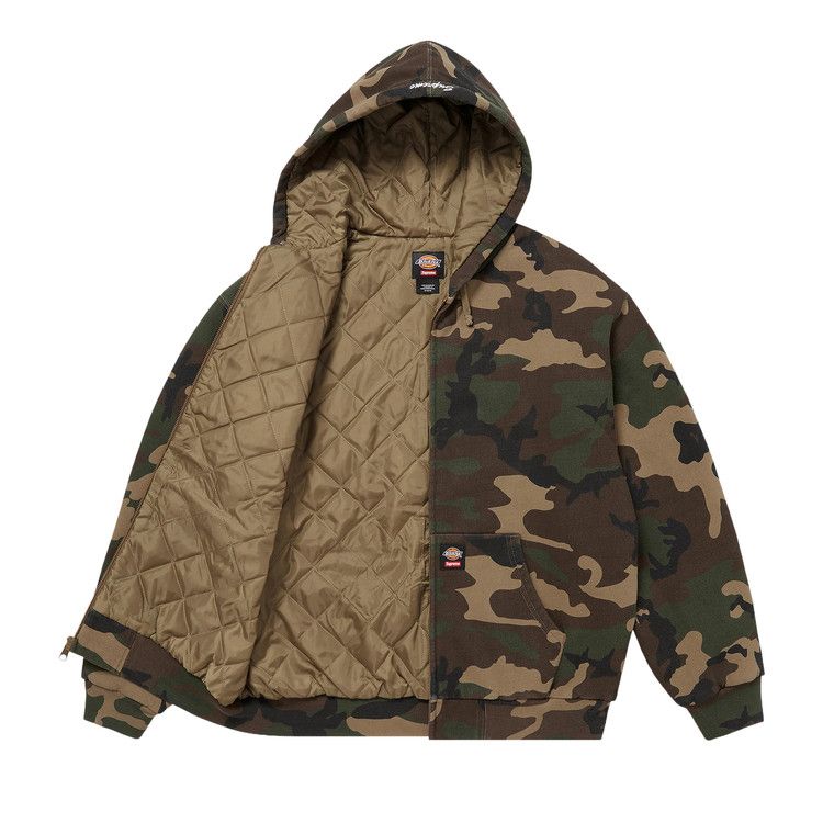 Толстовка Supreme x Dickies Quilted Lined Zip Up Hooded Sweatshirt, Woodland Camo — фото 2