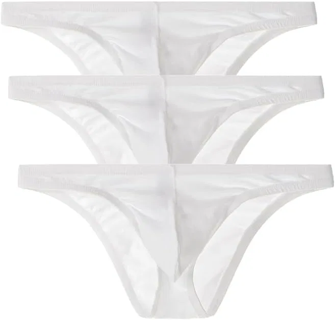 Трусы-стринги мужские, хлопковые, White-pc3