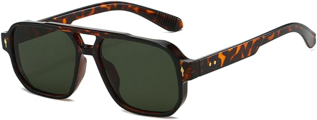 

Солнцезащитные очки с защитой UV400 | Двойная перемычка, заклепки, градиентные линзы | для женщин и мужчин, для занятий спортом на открытом воздухе и вождения DSVIGF, Leopard Dark Green