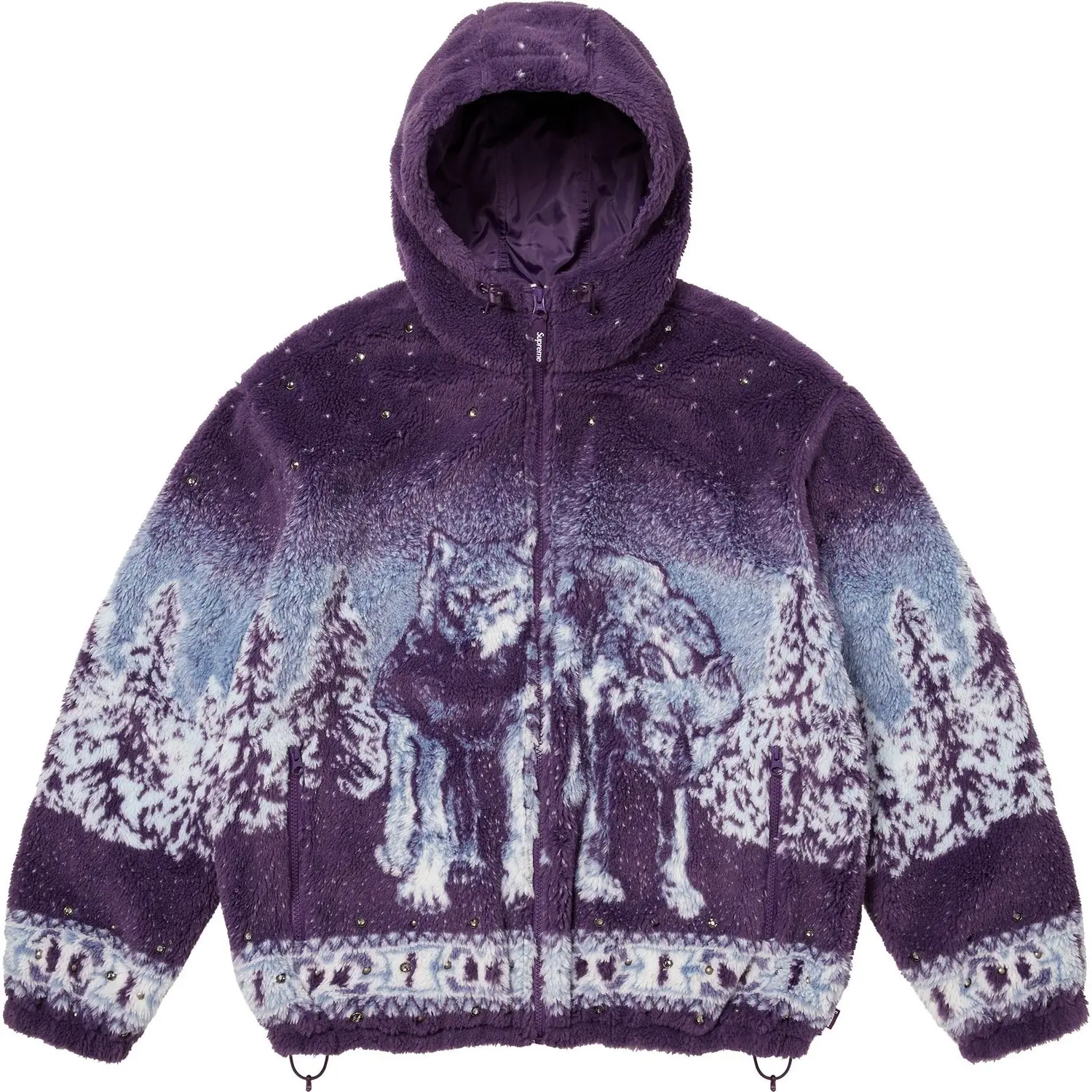 

Двусторонняя флисовая куртка с капюшоном x Bb Simon FW25 НЕДЕЛЯ 15, унисекс Supreme, фиолетовый/фиолетовый