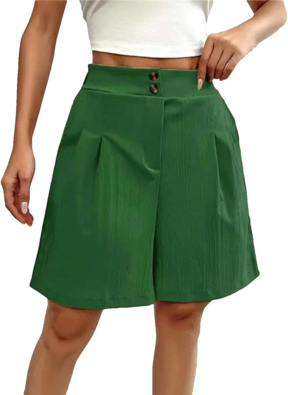 Шорты женские высокие на пуговицах, Solid Color, En8