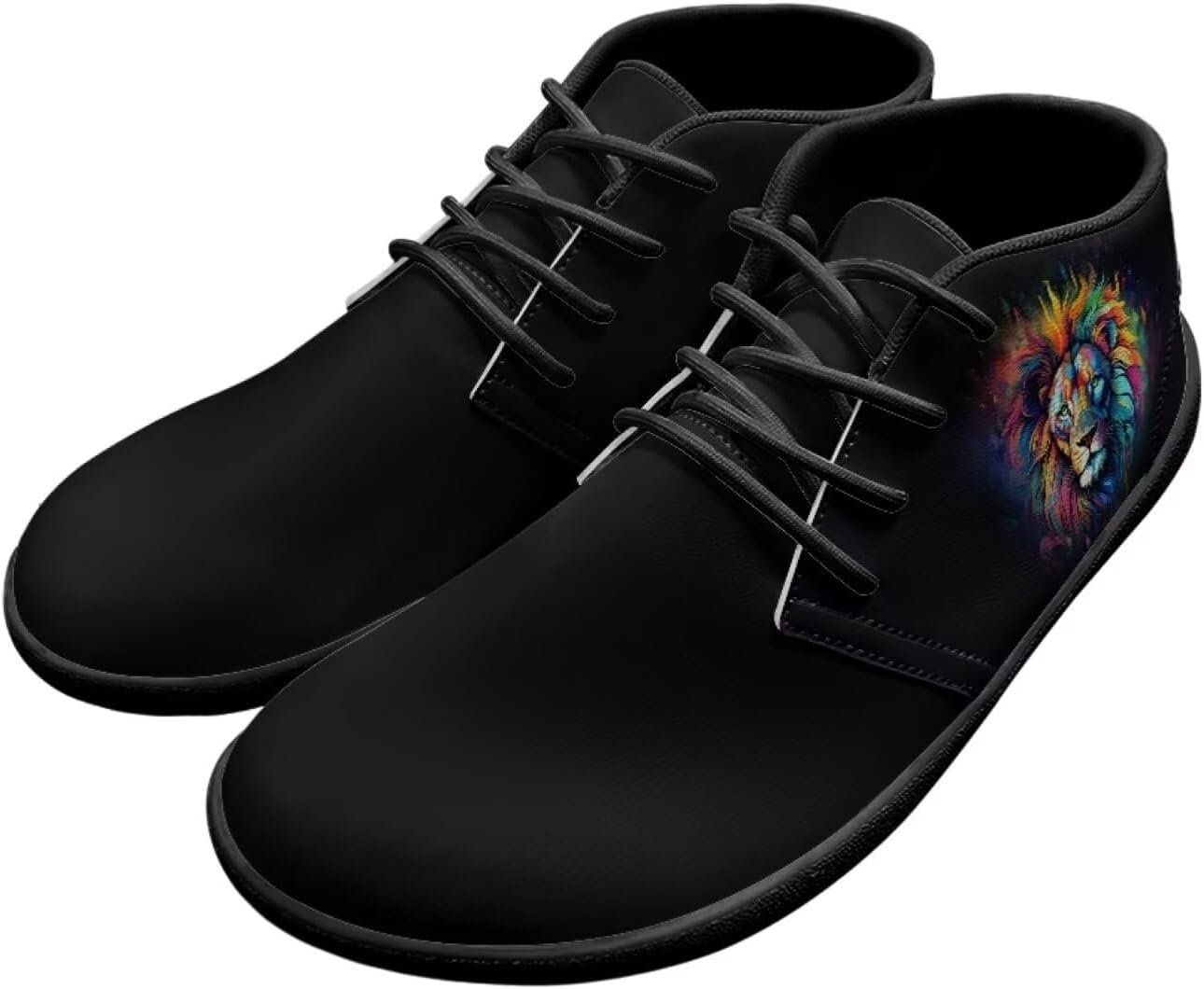 

Кожаные мужские кроссовки Forchrinse White Horse с красивым небом, для повседневной ходьбы и вождения, повседневные кожаные шнурованные туфли, средние ботинки Чукка, легкие, Tie Dye Lion