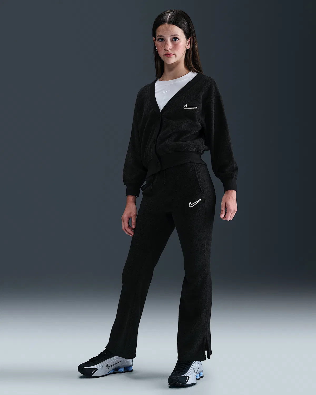 Детские (для девочек) флисовые штаны Nike Sportswear, Black/White