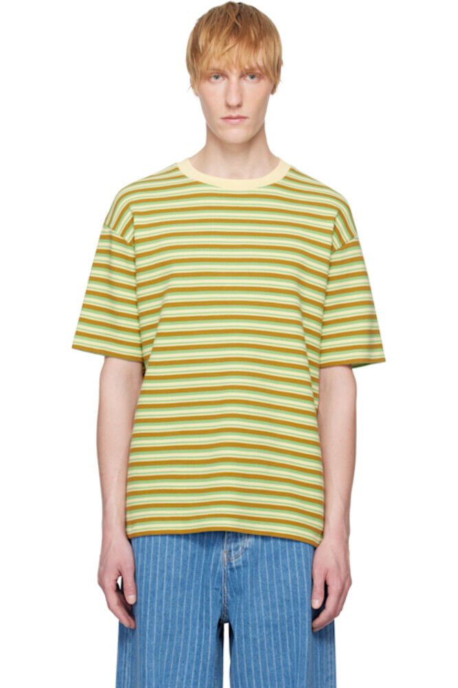 

Зелено-желтая футболка Le T-Shirt Rayé Drôle De Monsieur