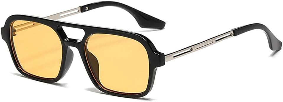 

Женские солнцезащитные очки конфетного цвета с двойной перемычкой, мужские градиентные очки с защитой от УФ-излучения UV400 для занятий спортом на открытом воздухе, бега и езды на велосипеде UYPTK, Black Yellow