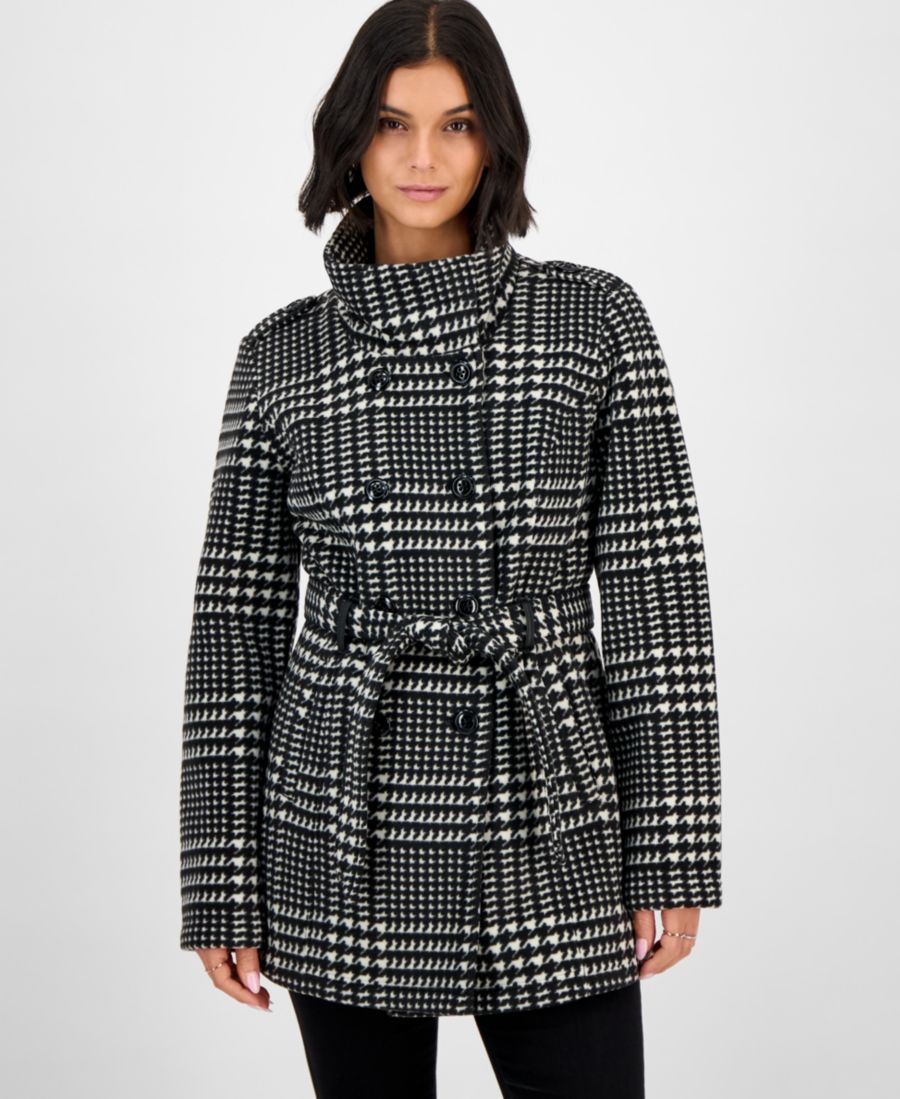 

Детская клетчатая куртка из микрофлиса с поясом BCX, Black/White