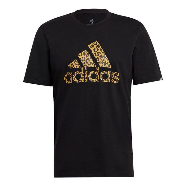 

Футболка adidas M Leo Lg T Leopard print Logo Printing Sports Round Neck Short Sleeve Black, черный