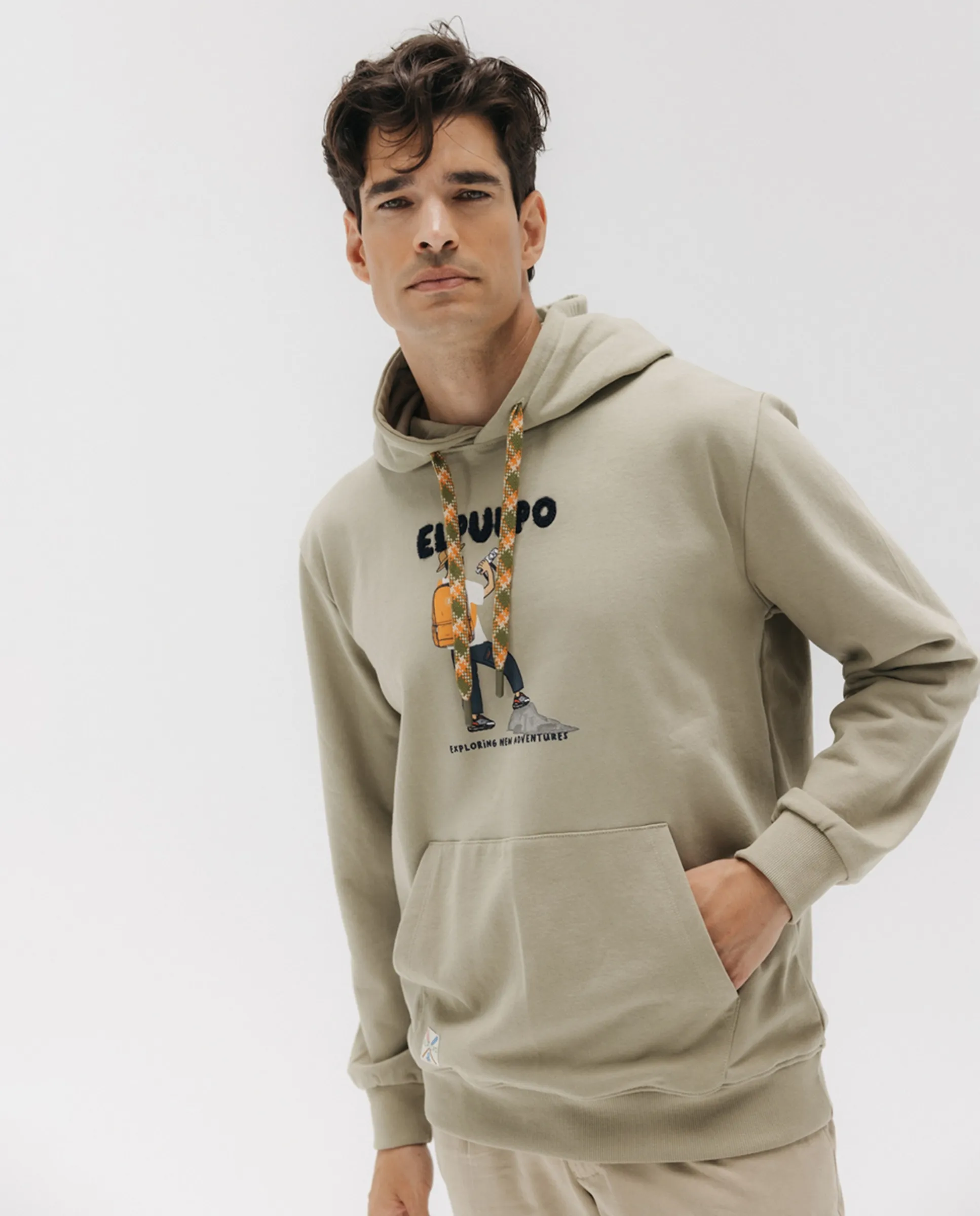 

Мужская толстовка с капюшоном и принтом на передней части El Pulpo, военный зеленый