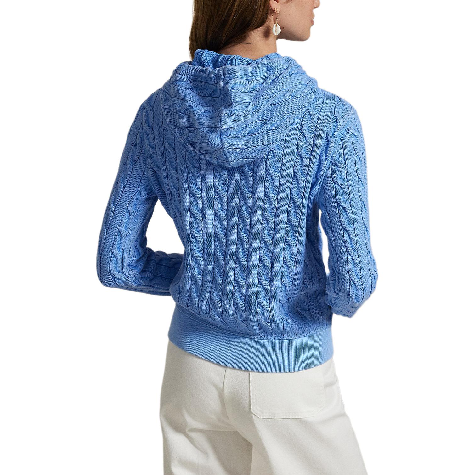Топ Cable knit Cotton Hoodie Polo Ralph Lauren, синий — фото 3
