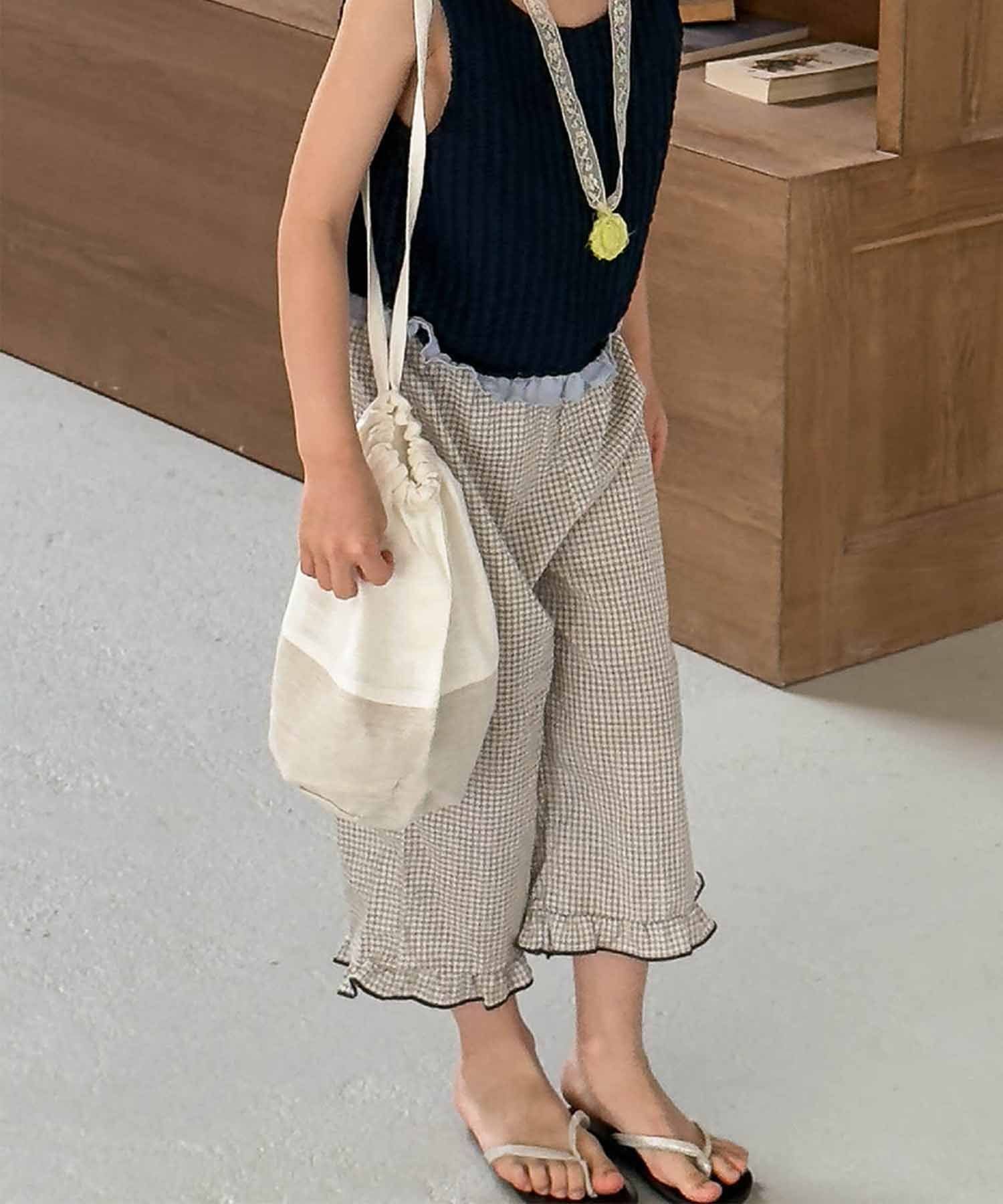 Шорты в клетку с оборками Aimoha Kids, Light beige — фото 3