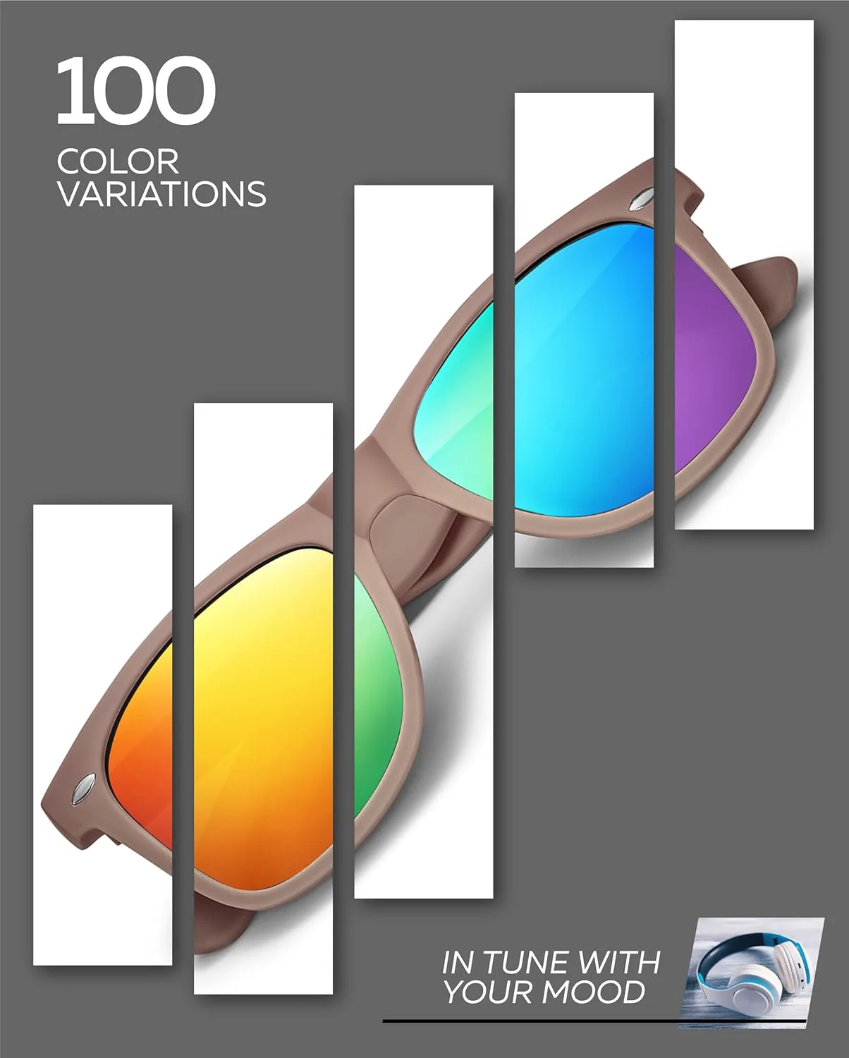 

Поляризованные солнцезащитные очки Retro Rewind для мужчин и женщин - классические солнцезащитные очки с защитой от УФ-излучения, Matte Taupe | Revo Green