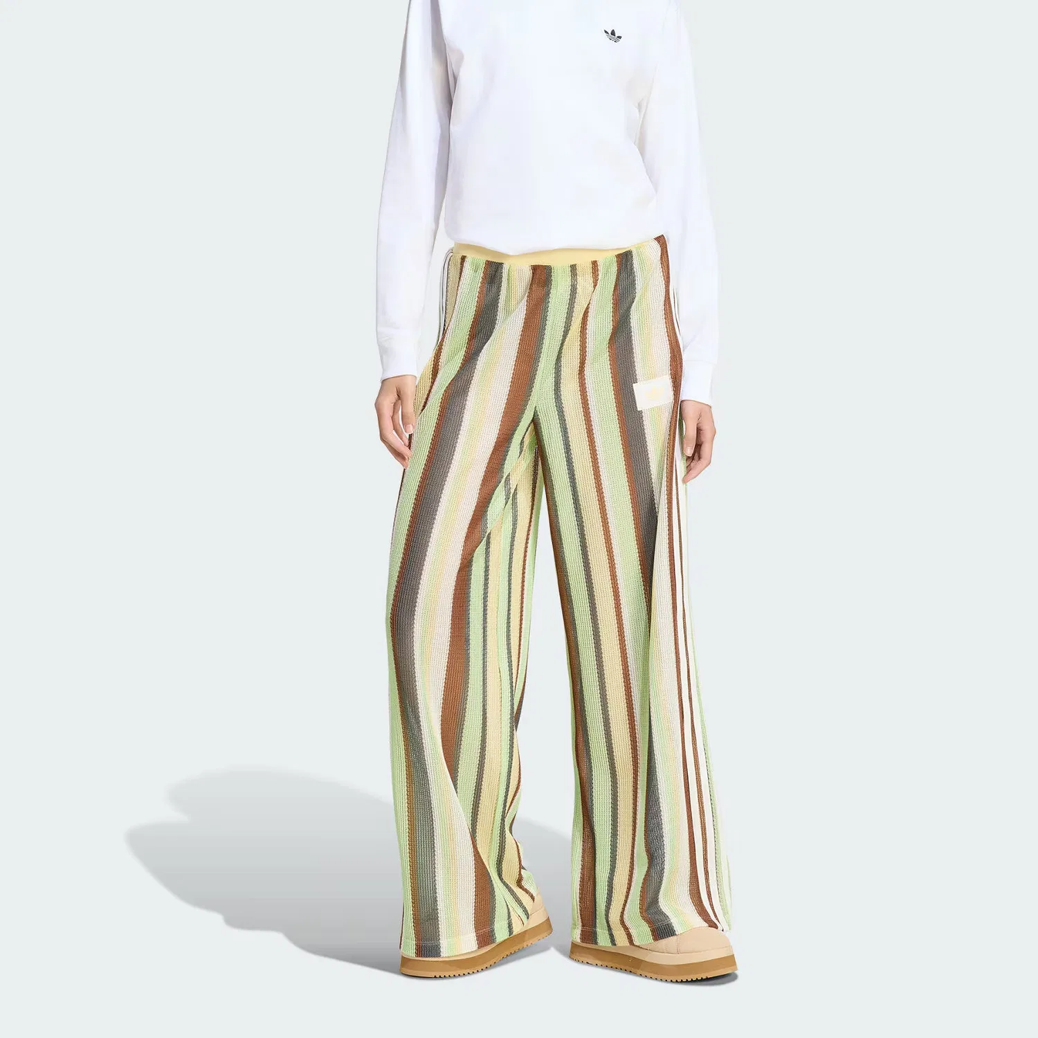 Спортивные штаны Firebird GLOW TRACKSUIT BOTTOMS вязаные женские Adidas Originals, Simple Yellow/Light Green/Red Brown/Gray — фото 3