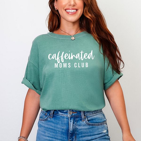 

Футболка Caffeinated moms club с эффектом окрашивания Simply Sage Market, Light Green