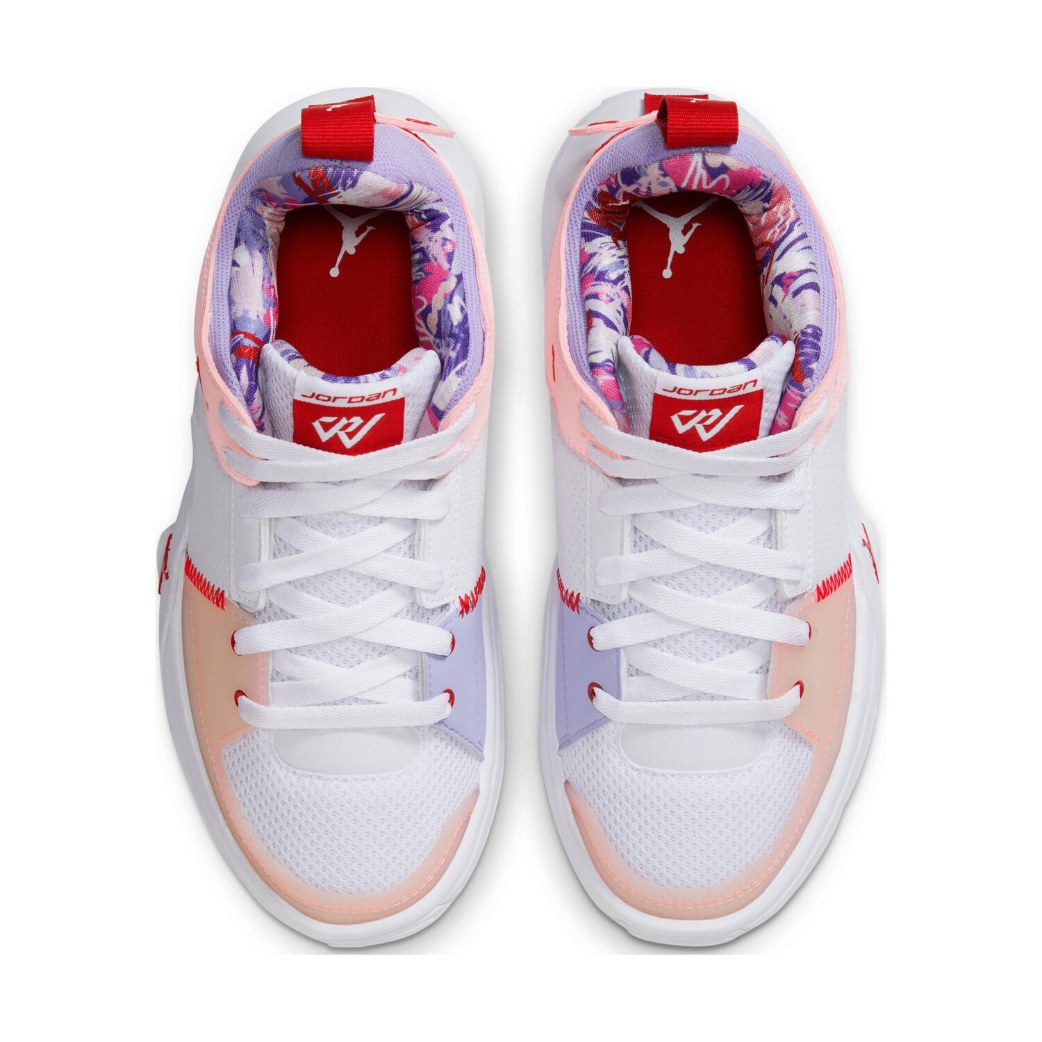 Баскетбольные кроссовки One Take 5 Kids для начальной школы Jordan, цвет 100 White/College Red/Clear White Pink/Pulse Purple/Dark Iris Purple/Sunset Red — фото 3